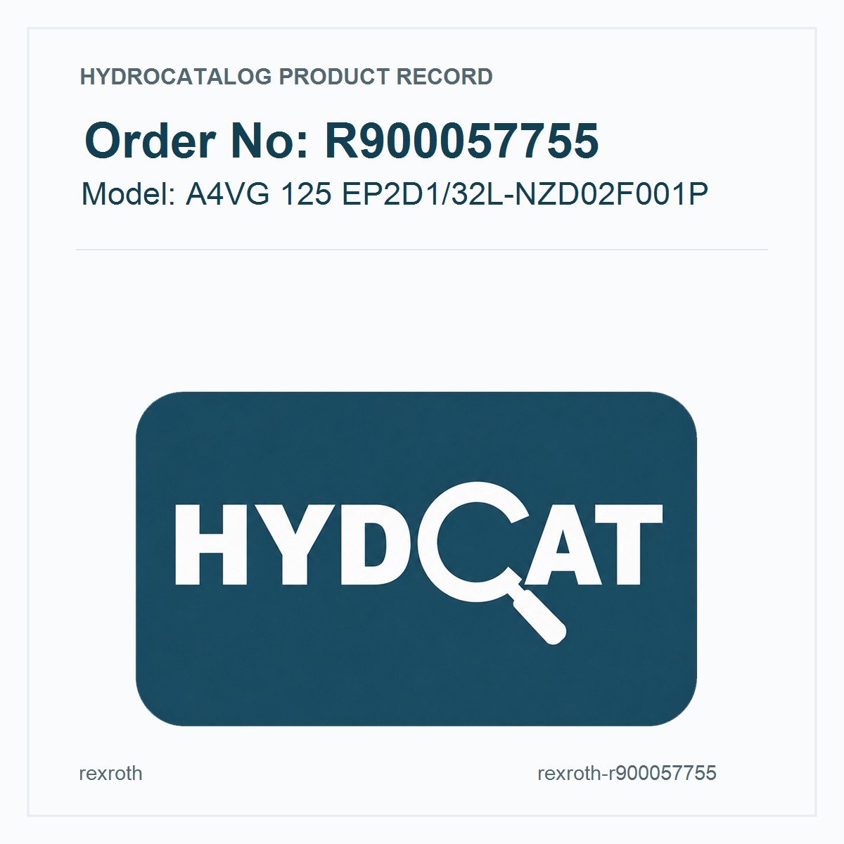 R900057755 A4VG 125 EP2D1/32L-NZD02F001P Hydraulic Pump