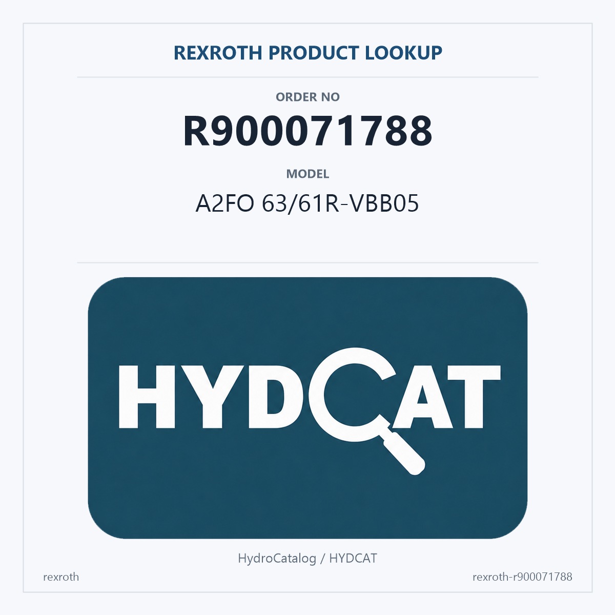 Rexroth Rexroth R900071788 A2FO Axial Piston Pump R900071788 main image