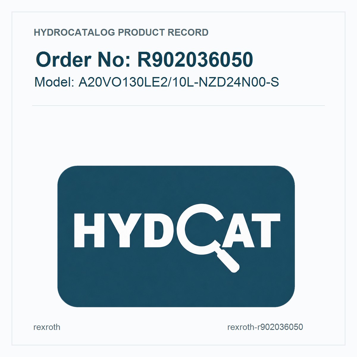 R902036050 A20VO130LE2/10L-NZD24N00-S Hydraulic Pump