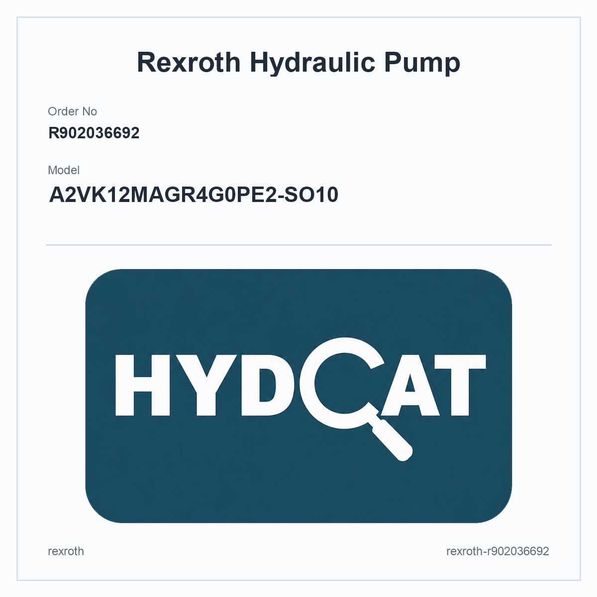 Rexroth R902036692, model A2VK12MAGR4G0PE2-SO10