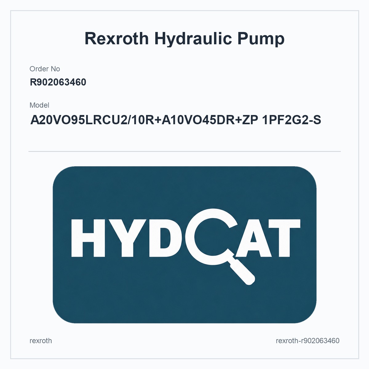 Rexroth R902063460, model A20VO95LRCU2/10R+A10VO45DR+ZP 1PF2G2-S