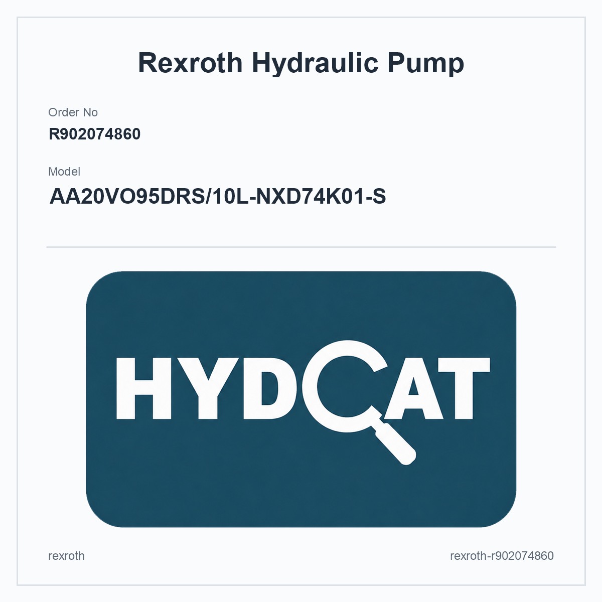 Rexroth R902074860, model AA20VO95DRS/10L-NXD74K01-S