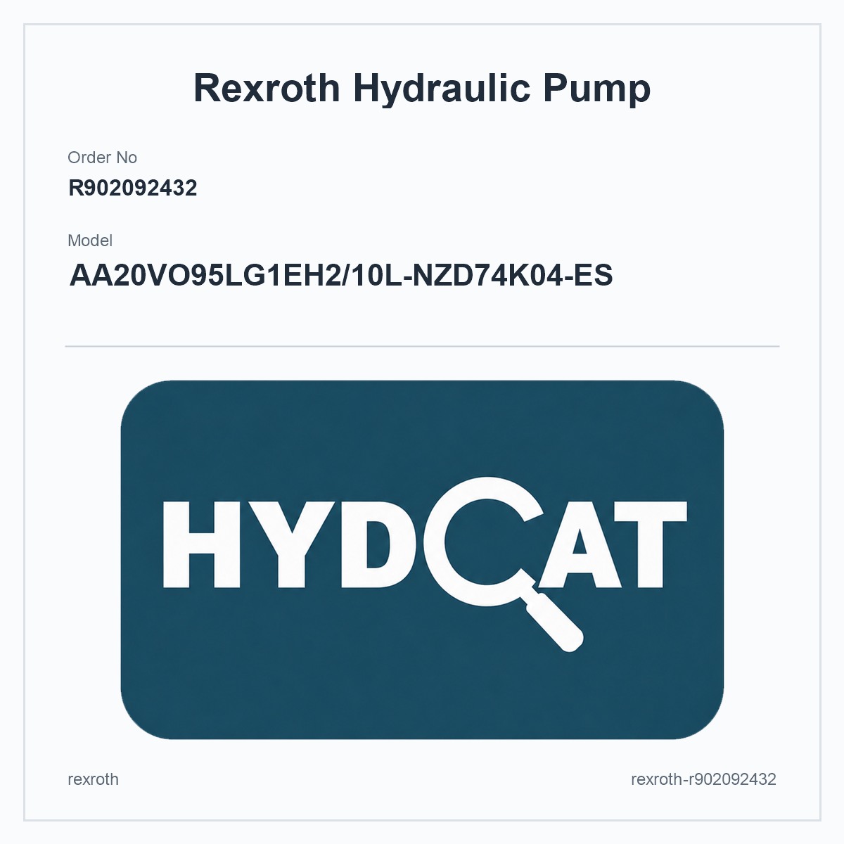 Rexroth R902092432, model AA20VO95LG1EH2/10L-NZD74K04-ES