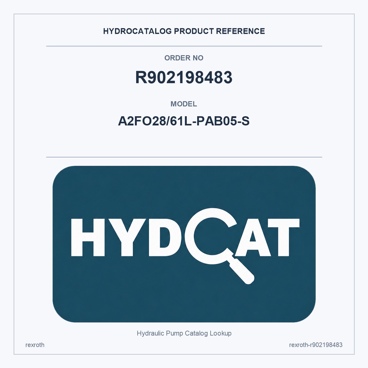 Rexroth Rexroth R902198483 A2FO Axial Piston Pump R902198483 main image