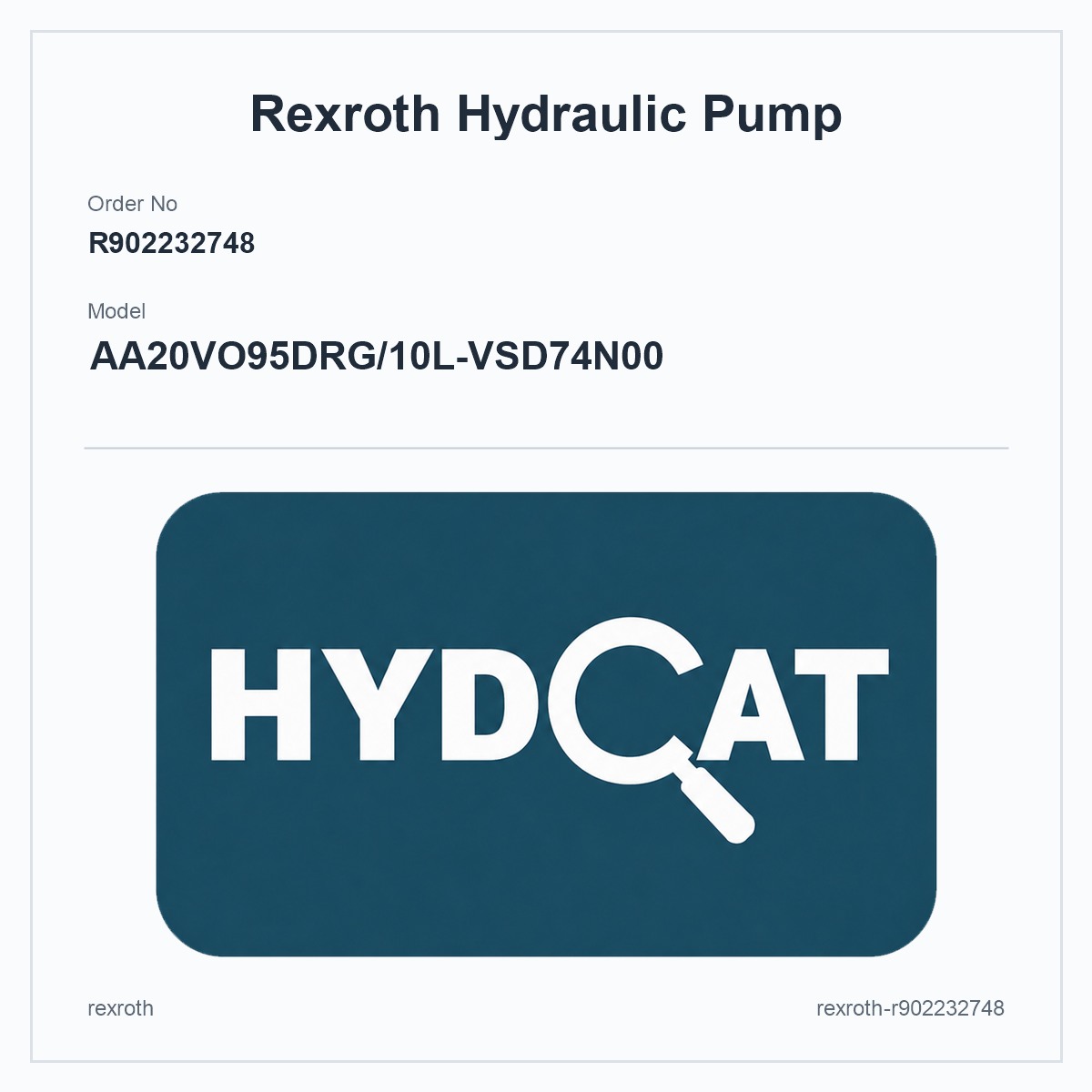 Rexroth R902232748, model AA20VO95DRG/10L-VSD74N00