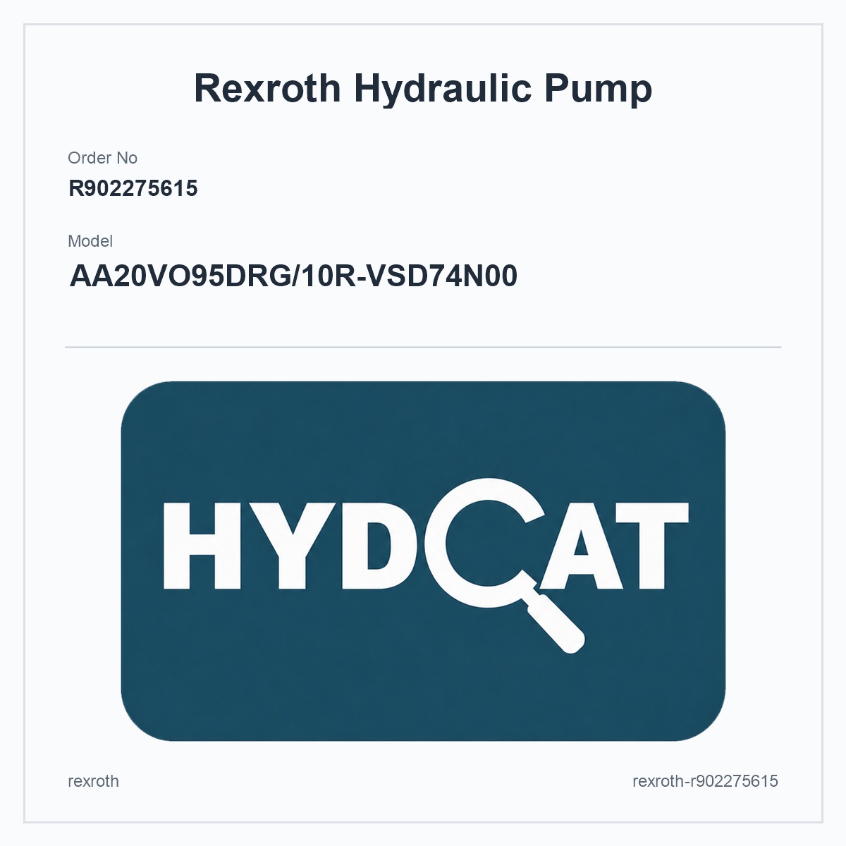 Rexroth R902275615, model AA20VO95DRG/10R-VSD74N00