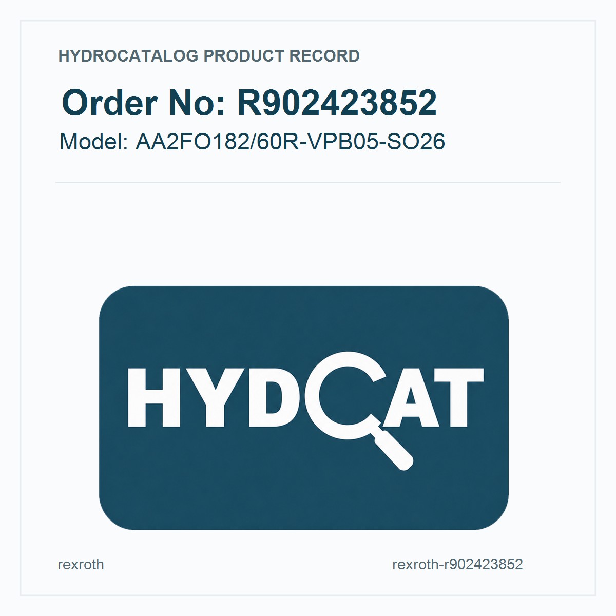 R902423852 AA2FO182/60R-VPB05-SO26 Hydraulic Pump