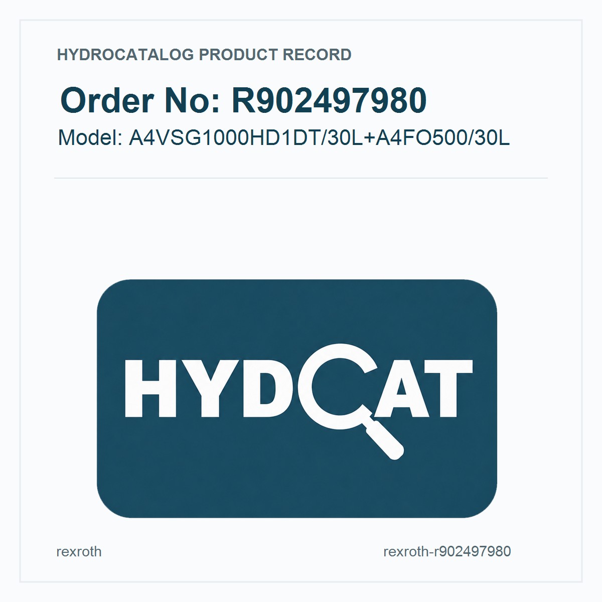 R902497980 A4VSG1000HD1DT/30L+A4FO500/30L Hydraulic Pump