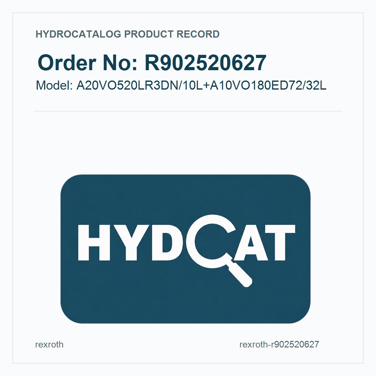 R902520627 A20VO520LR3DN/10L+A10VO180ED72/32L Hydraulic Pump