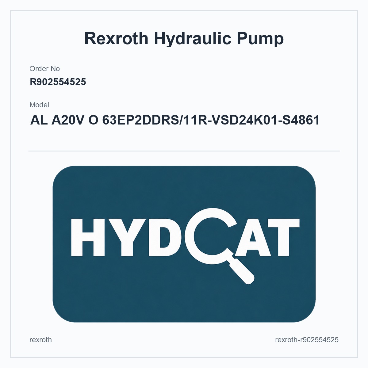 Rexroth A20VO R902554525, model AL A20V O 63EP2DDRS/11R-VSD24K01-S4861
